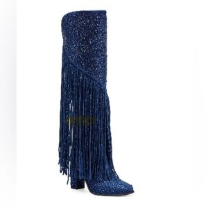 Blue Fringe Boots